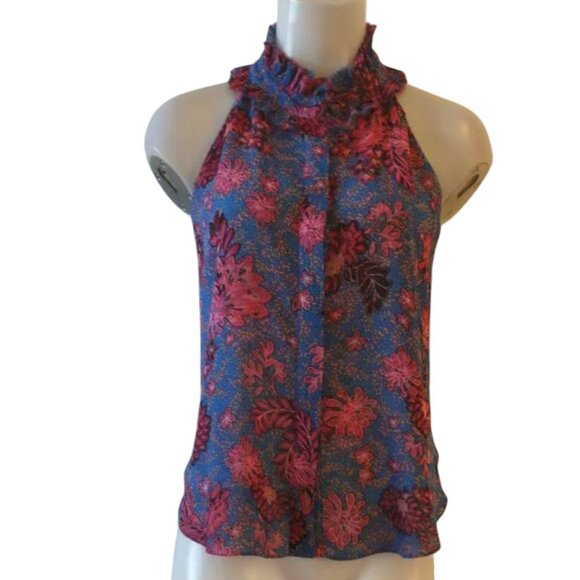 MISA Los Angeles Matching Marion Skirt and Halter Top Set - Blue & Pink Floral - Picture 6 of 12